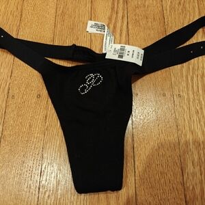 NWT PINK P Logo Bling Shine Diamante Micro Thong Panty Size M Victoria's Secret